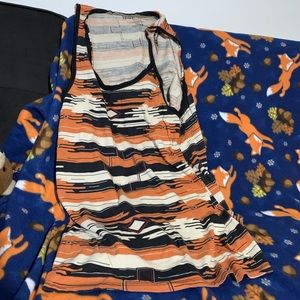 Iron first orange black and white tank top